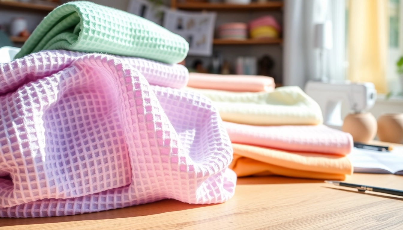 Creëer prachtige projecten met wafel katoen in diverse pastelkleuren en unieke textuur.