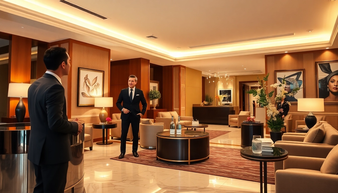 Experimenta el lujo con luxury12 en un elegante vestíbulo de hotel.