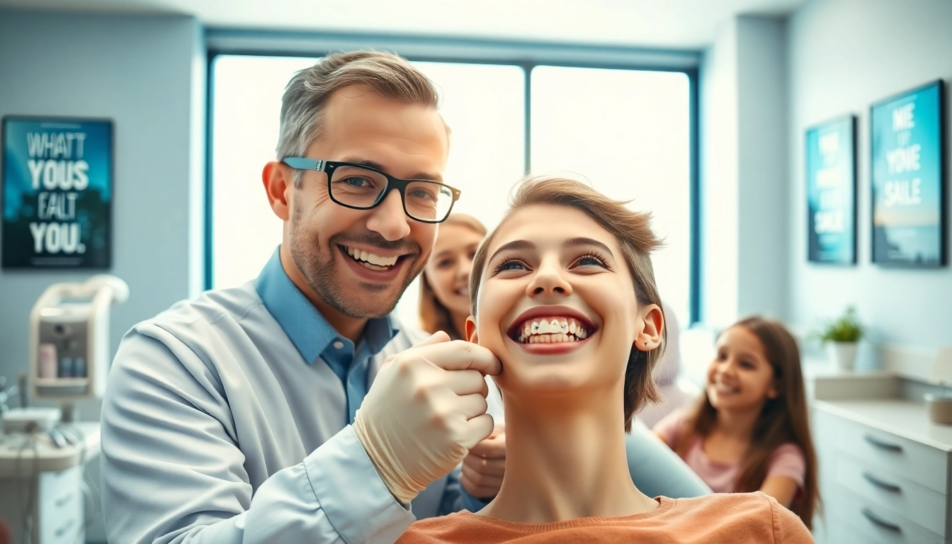 Engaged orthodontist Myrtle Beach showcasing smile transformations in a welcoming clinic atmosphere.