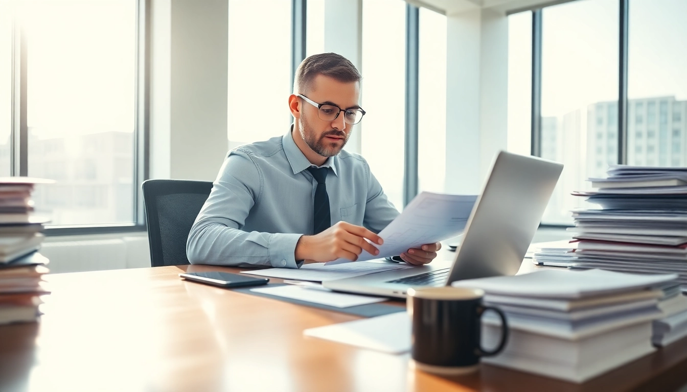Analyze Monthly Accounting Services with a professional accountant at a desk, showcasing efficiency and organization.